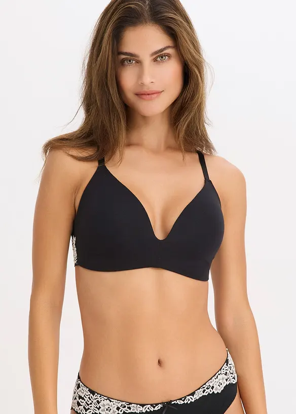 Soutien-gorge à coques sans armatures, coton et dentelle, bonprix