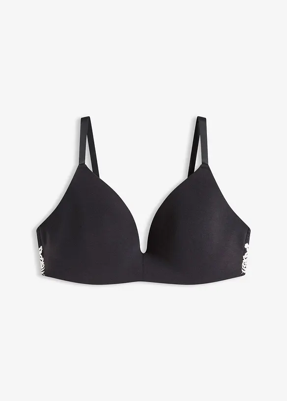 Soutien-gorge à coques sans armatures, coton et dentelle, bonprix
