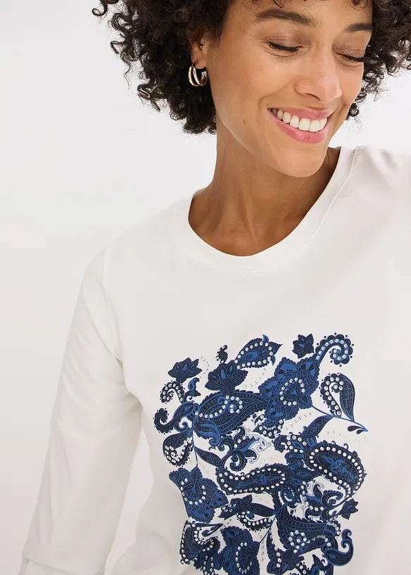 T-shirt manches longues à imprimé, bonprix