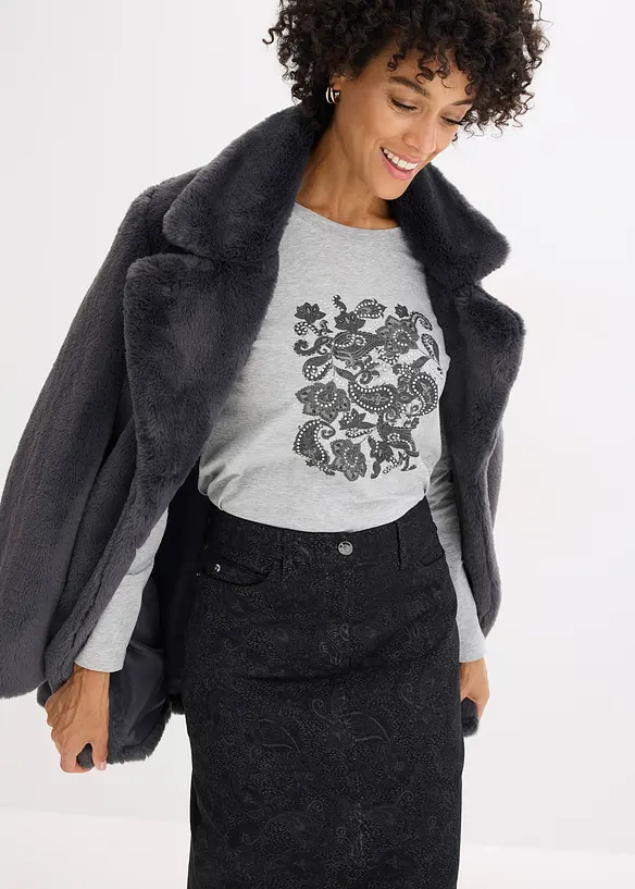 T-shirt manches longues &agrave; imprim&eacute;, bonprix