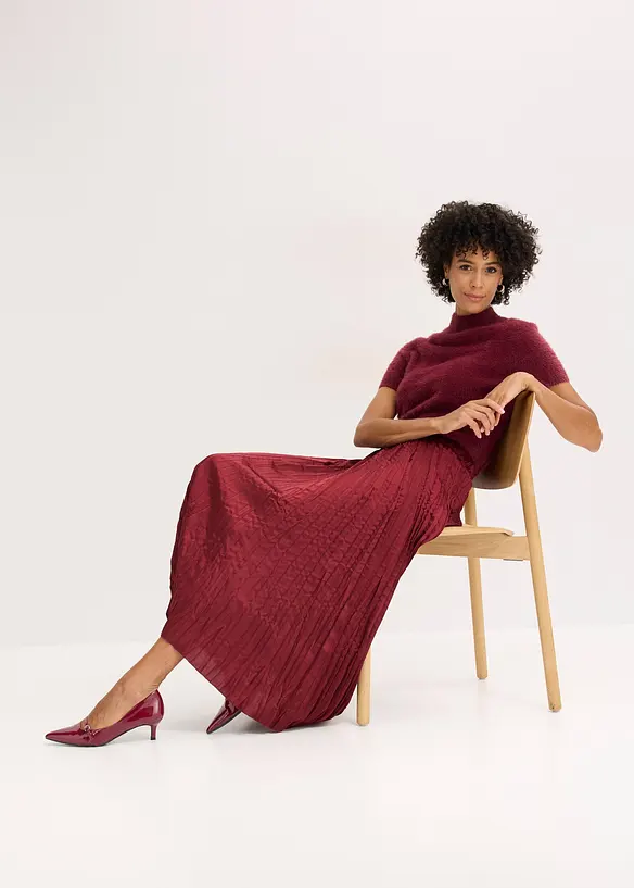 Jupe longue en satin froissé, bonprix