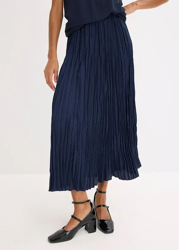 Jupe longue en satin froiss&eacute;, bonprix