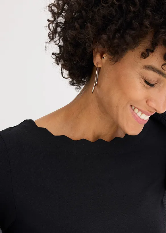 T-shirt en jersey milano à encolure festonnée, bonprix