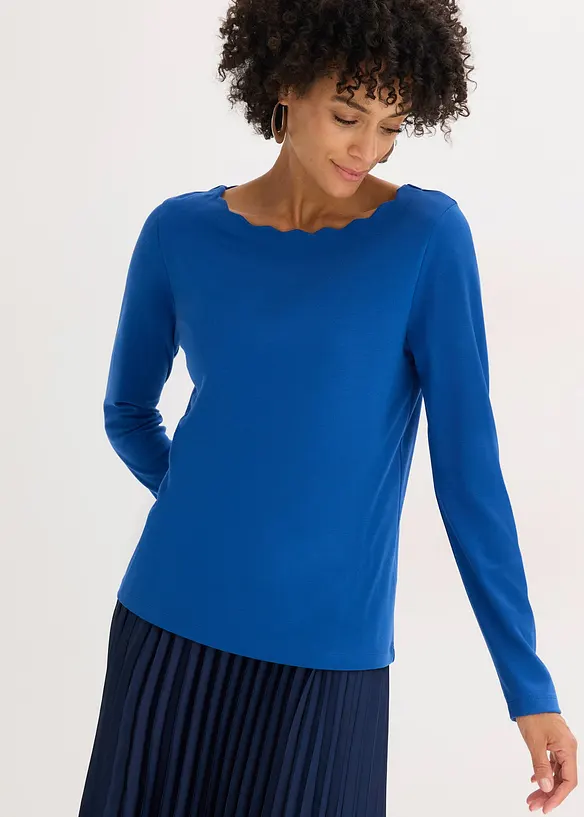 T-shirt en jersey milano &agrave; encolure festonn&eacute;e, bonprix