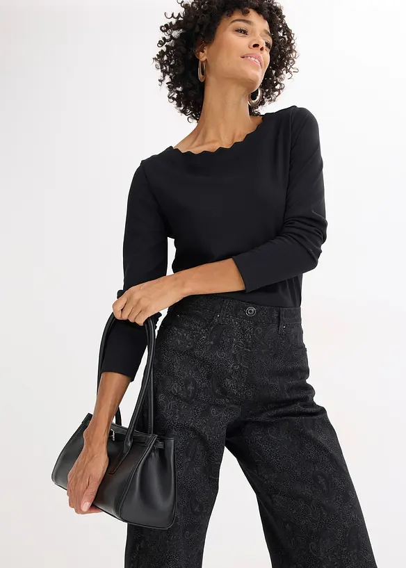 Pantalon large en coton extensible, bonprix