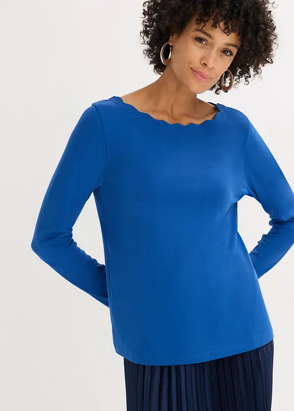 T-shirt en jersey milano &agrave; encolure festonn&eacute;e, bonprix