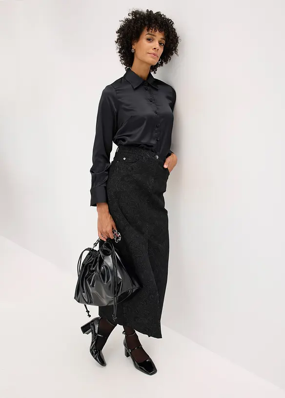 Jupe midi en coton extensible, bonprix