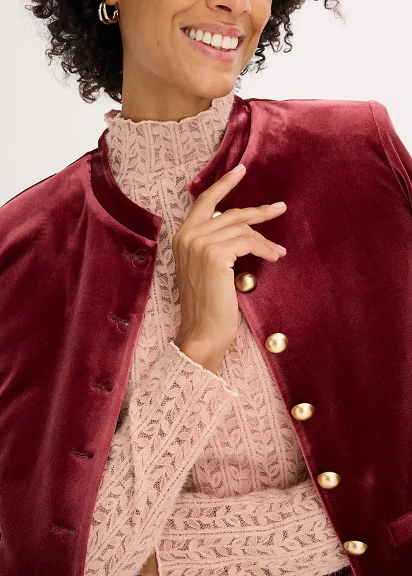 T-shirt col roulé en dentelle, bonprix