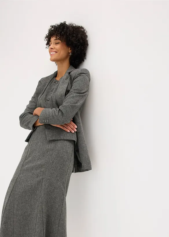 Jupe longue à godets, aspect tweed, bonprix