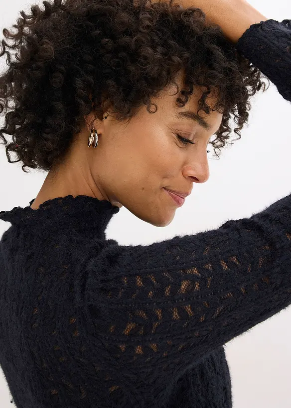 T-shirt col roul&eacute; en dentelle, bonprix