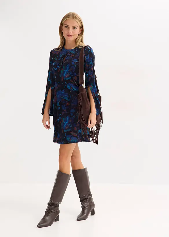 Robe courte en velours fluide, bonprix