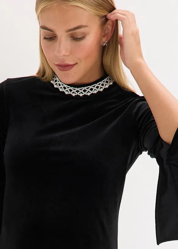 Robe courte en velours fluide, bonprix