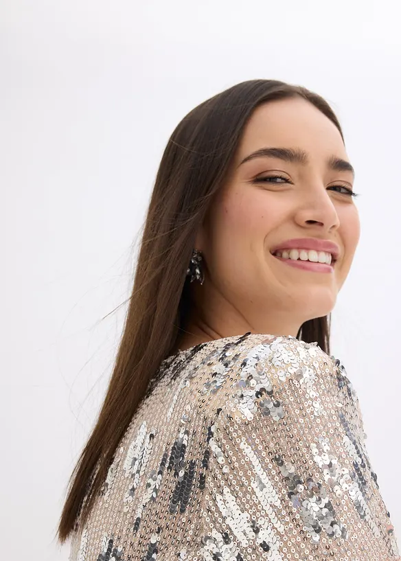 T-shirt manches longues &agrave; sequins, bonprix