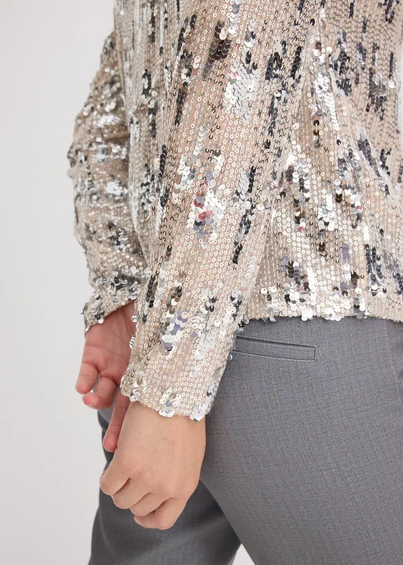 T-shirt manches longues &agrave; sequins, bonprix