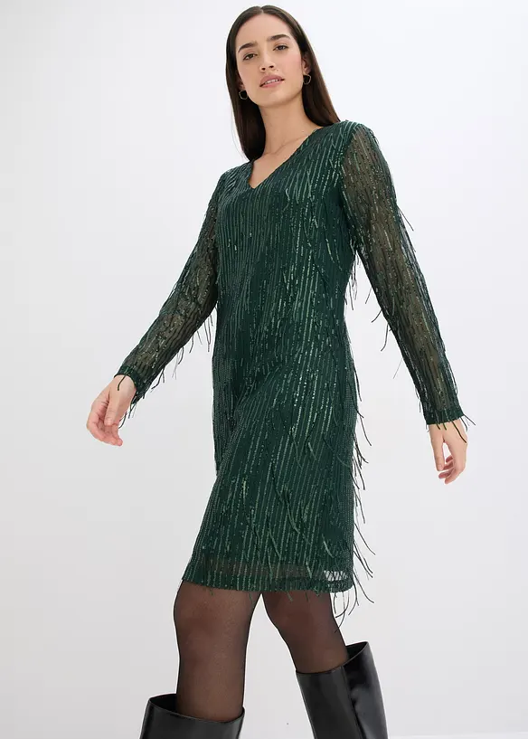Robe à sequins et franges, bonprix