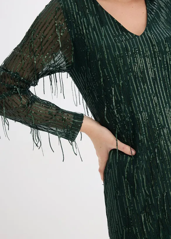 Robe à sequins et franges, bonprix