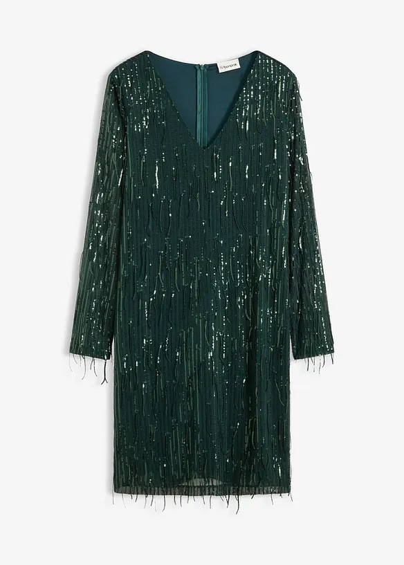 Robe à sequins et franges, bonprix