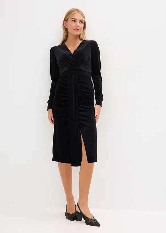 Robe midi en velours fluide, bonprix