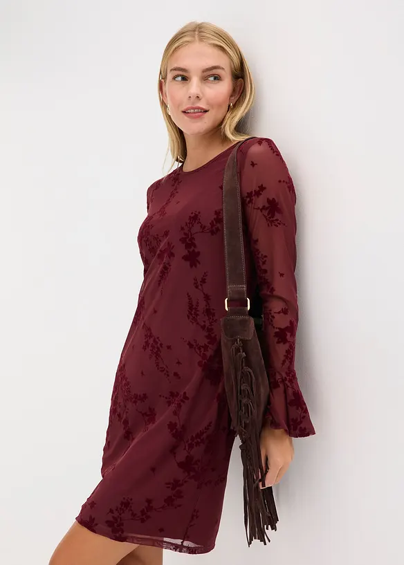 Robe courte avec manches en mesh, bonprix