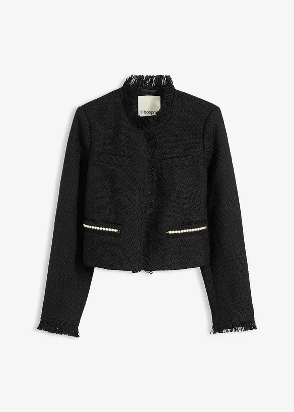 Blazer cropped en maille bouclette, bonprix