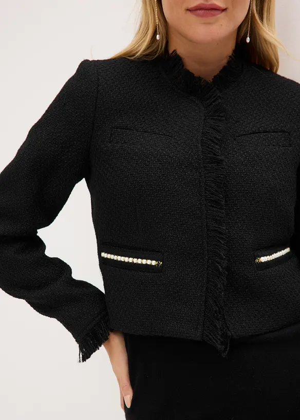 Blazer cropped en maille bouclette, bonprix