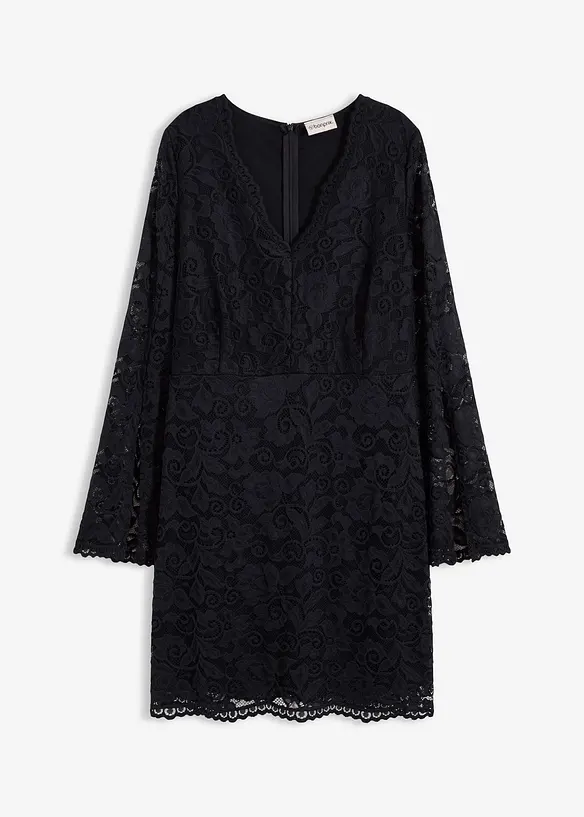 Robe à dentelle et manches trompette, bonprix