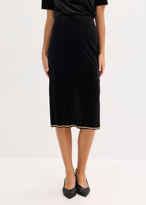 Jupe midi avec strass, bonprix