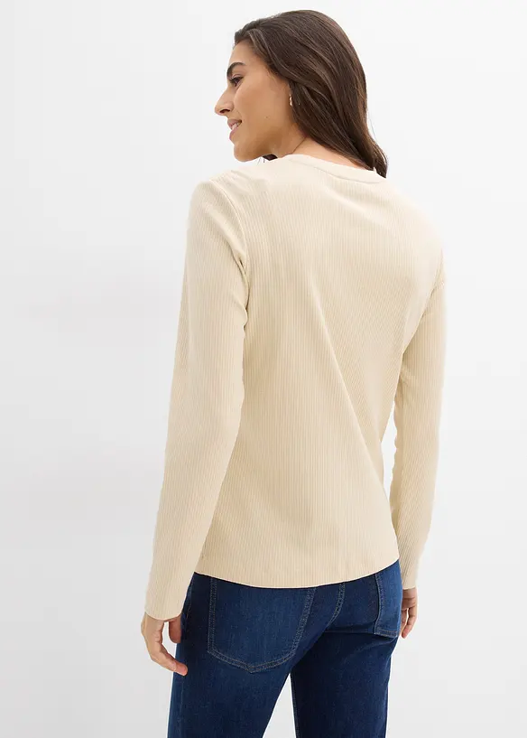 T-shirt manches longues côtelé, bonprix