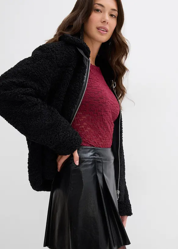 Mini-jupe enduite à plis creux, bonprix