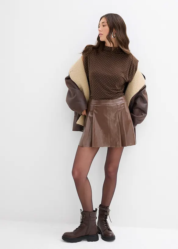 Mini-jupe enduite à plis creux, bonprix