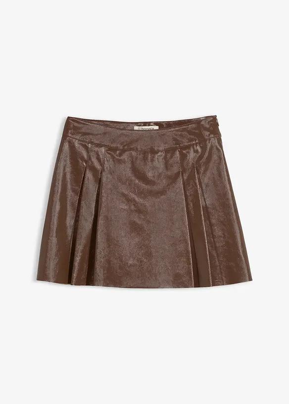 Mini-jupe enduite à plis creux, bonprix