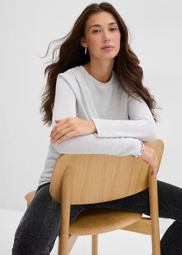 T-shirt manches longues à fronces, bonprix