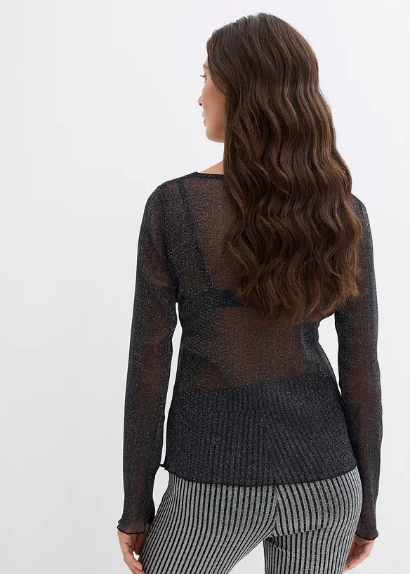 T-shirt manches longues en mesh transparent, bonprix