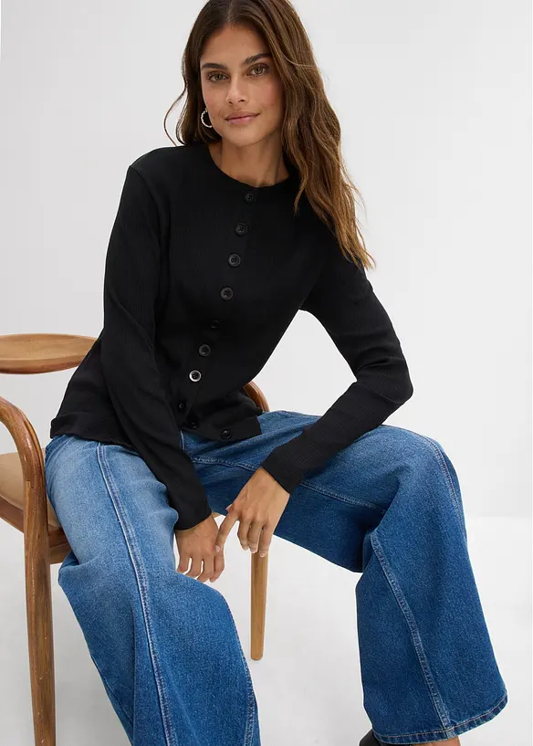 T-shirt manches longues c&ocirc;tel&eacute;, bonprix