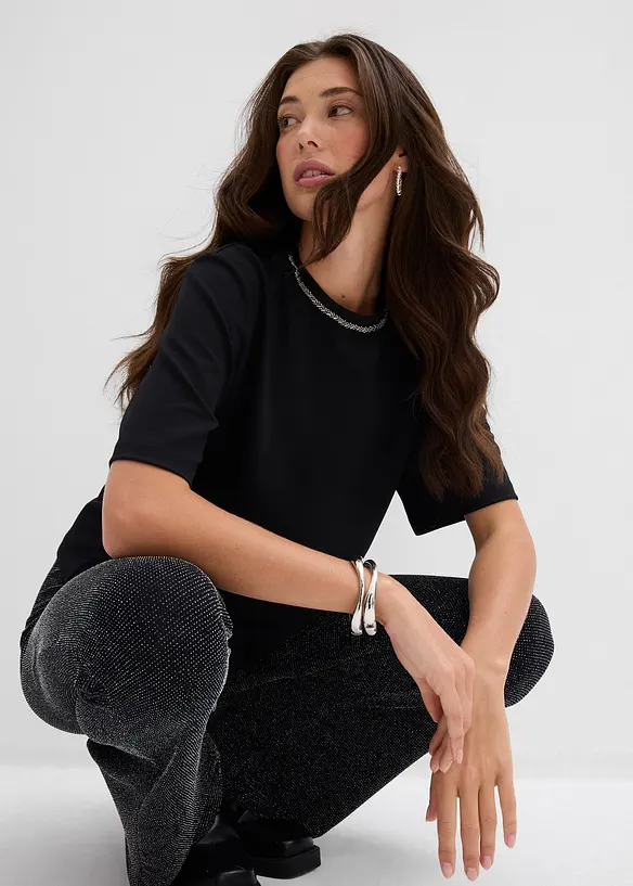 T-shirt oversize avec perles, bonprix