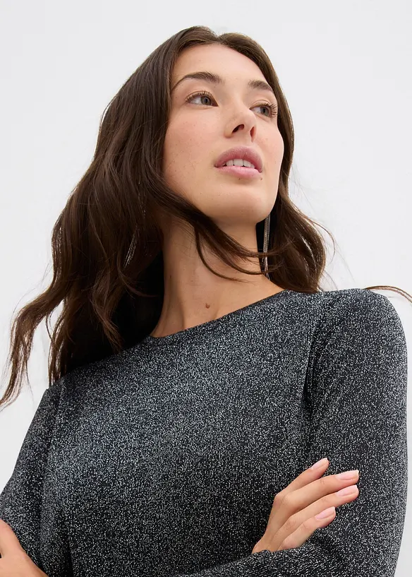 T-shirt manches longues effet lurex, bonprix