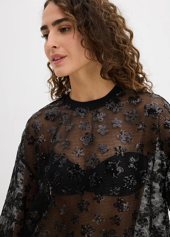Blouse ample avec sequins, bonprix