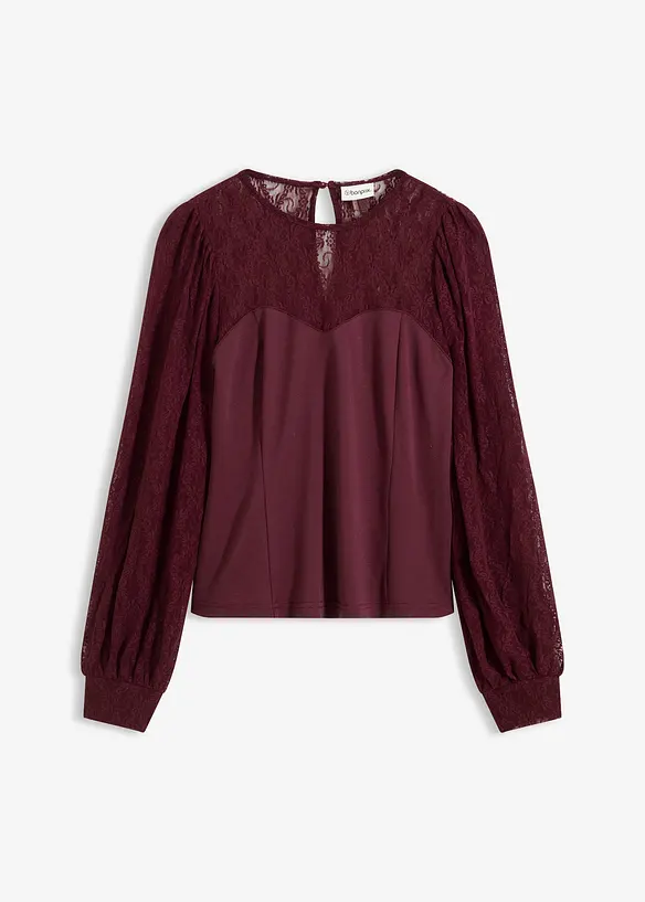 T-shirt manches longues à dentelle, bonprix