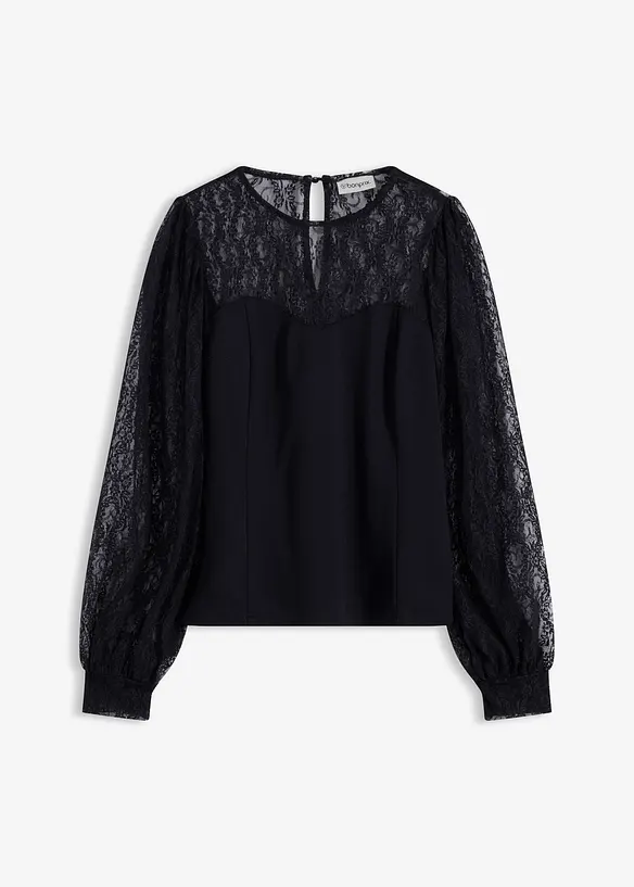 T-shirt manches longues à dentelle, bonprix