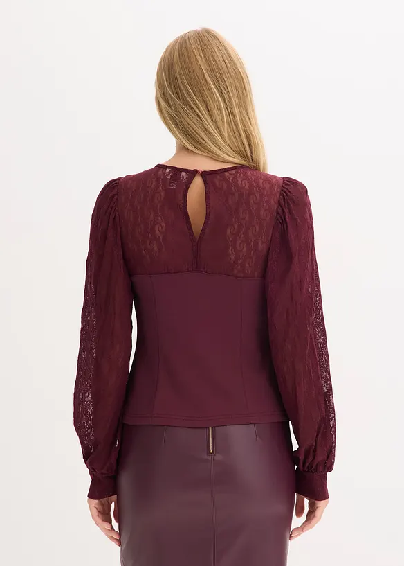 T-shirt manches longues à dentelle, bonprix