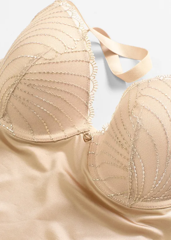 Top sculptant à coques, effet brillant, maintien modéré, bonprix