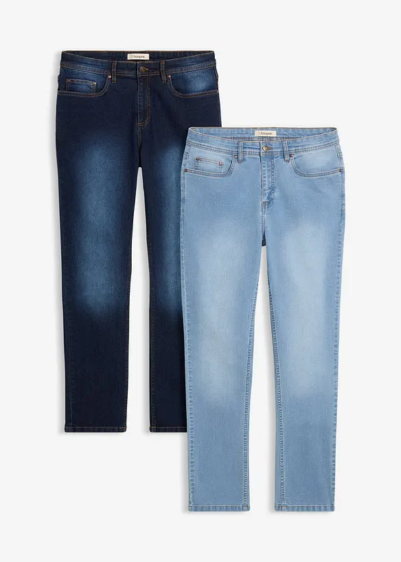 Lot de 2 jeans extensibles Regular légers, droits, bonprix