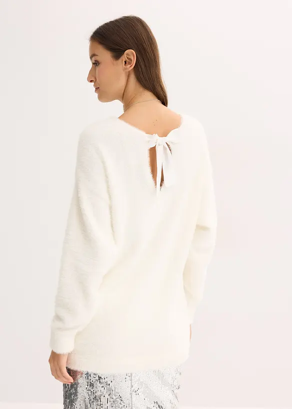 Pull long en maille poilue douce, bonprix