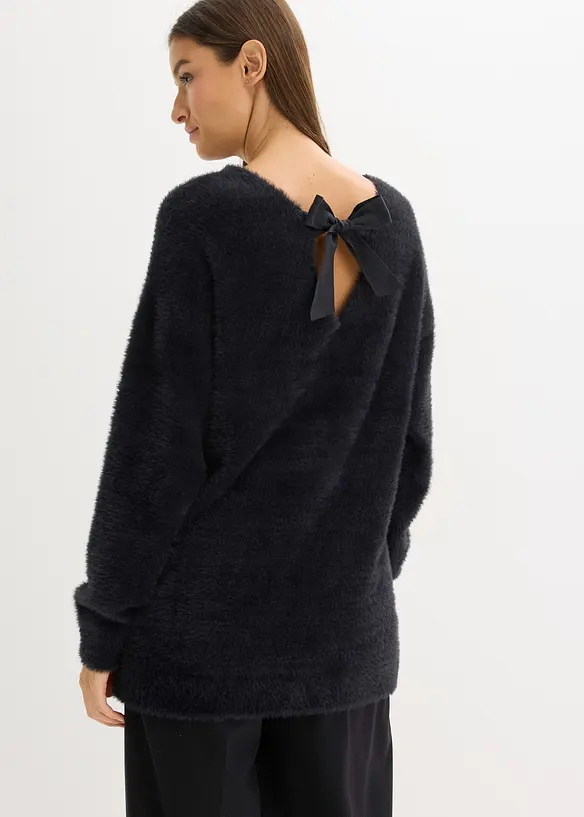Pull long en maille poilue douce, bonprix