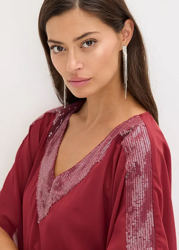 Blouse oversize à empiècement orné de sequins, bonprix
