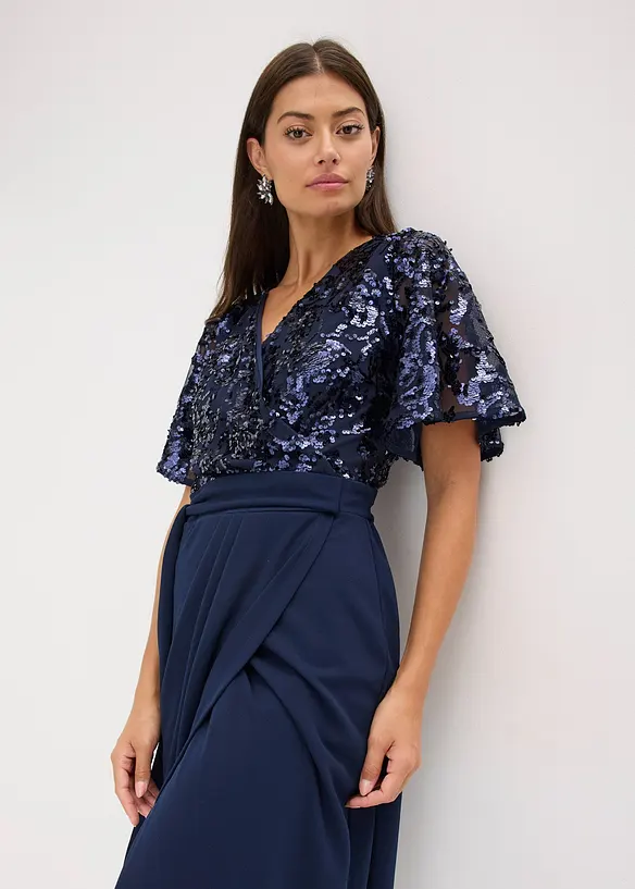 Robe longue brodée de sequins, bonprix