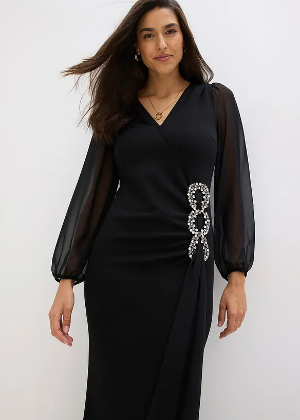 Robe longue avec application strass, bonprix