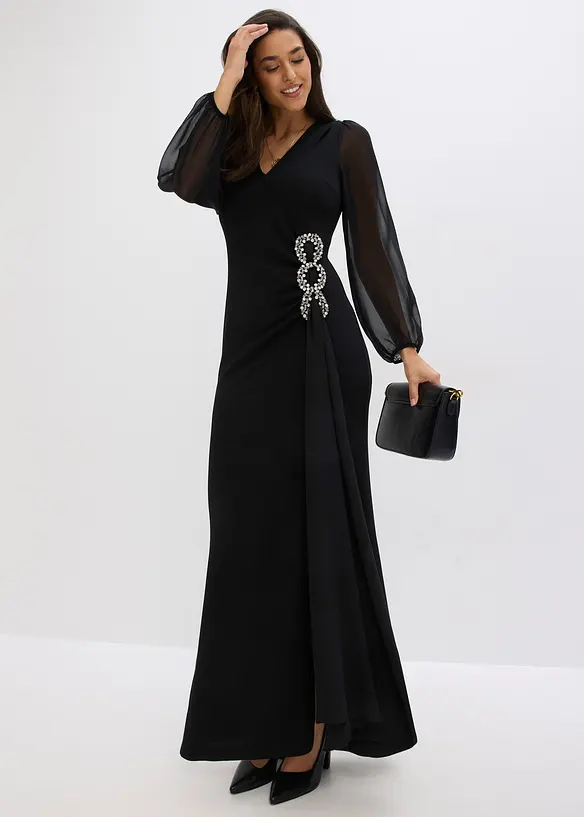 Robe longue avec application strass, bonprix