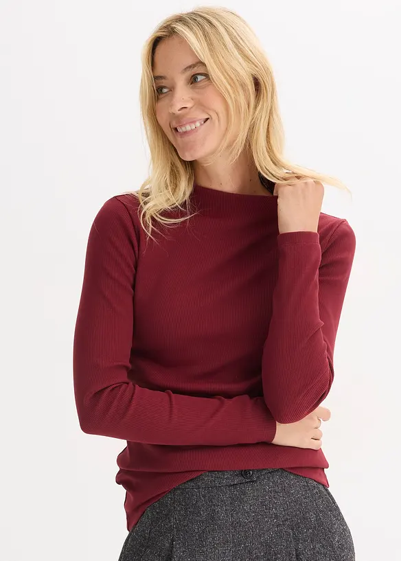 T-shirt manches longues en mati&egrave;re c&ocirc;tel&eacute;e, bonprix