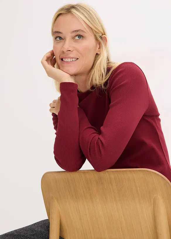 T-shirt manches longues en mati&egrave;re c&ocirc;tel&eacute;e, bonprix